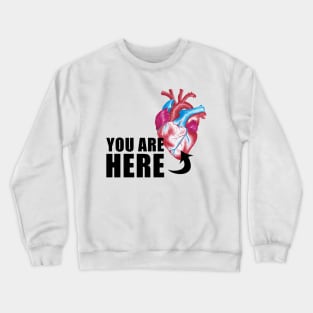 Anatomical Human Heart - hand drawn in pen & ink with romantic sign Crewneck Sweatshirt